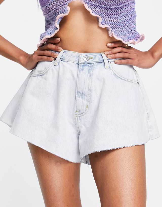 ASOS DESIGN denim a-line short in blue