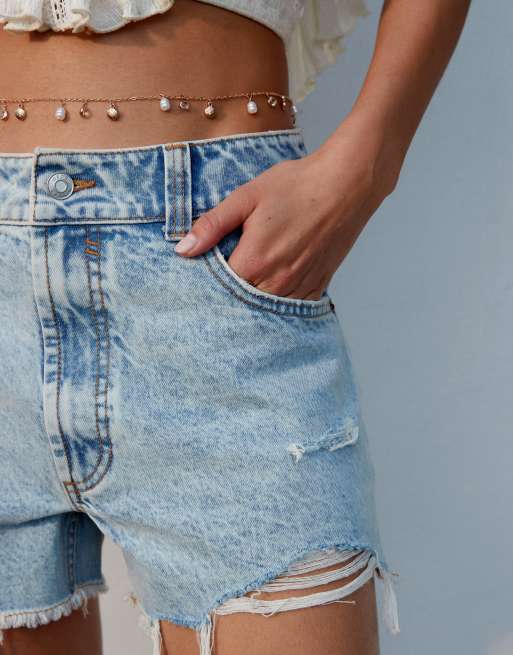 ASOS DESIGN denim A line short in lightwash blue