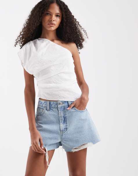 ASOS DESIGN denim a line short in lightwash - view 1