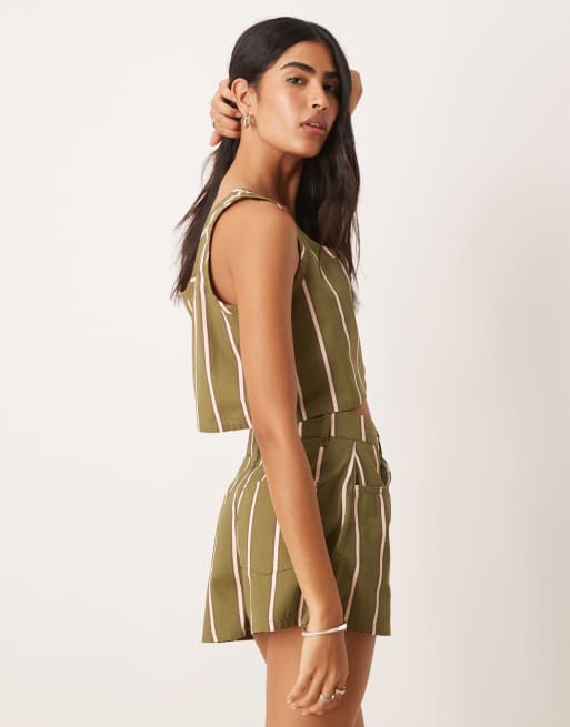 ASOS DESIGN denim a-line short in stripe co-ord, 5 of 5