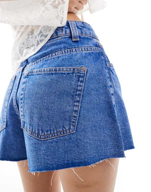 ASOS DESIGN denim a line shorts in bright blue