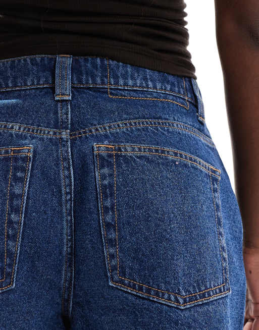 ASOS DESIGN denim A line shorts in clean midwash blue