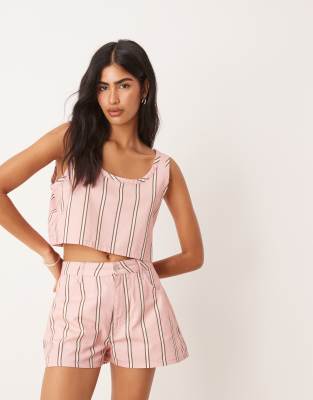 Asos Design Denim A-line Shorts In Neutral