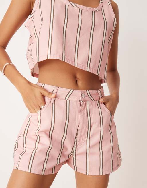 ASOS DESIGN denim a-line shorts in stripe (part of a set), 5 of 5