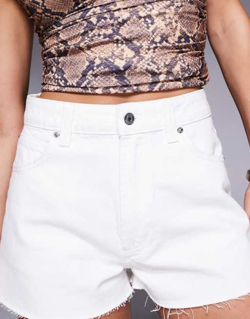 ASOS DESIGN denim a line shorts in white