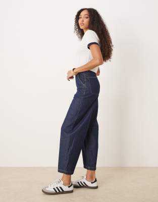 Asos Design Denim Arch Leg Pants In Blue