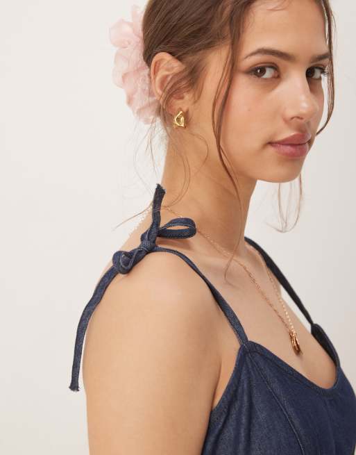 ASOS DESIGN denim ballerina midi dress in rinse