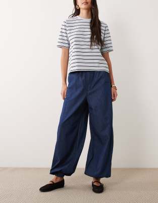 ASOS DESIGN denim balloon pants in darkwash
