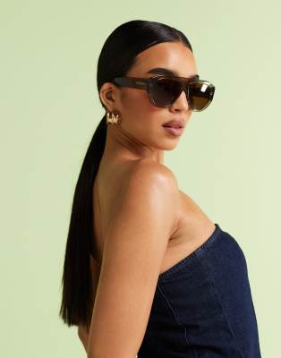 Asos Design Denim Bandeau Top In Blue
