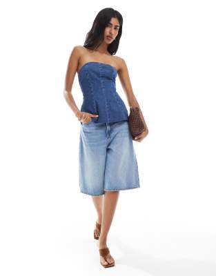 Asos Design Denim Bandeau Top