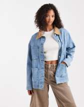 ASOS EDITION denim bomber jacket with tab sleeve detail in washed black