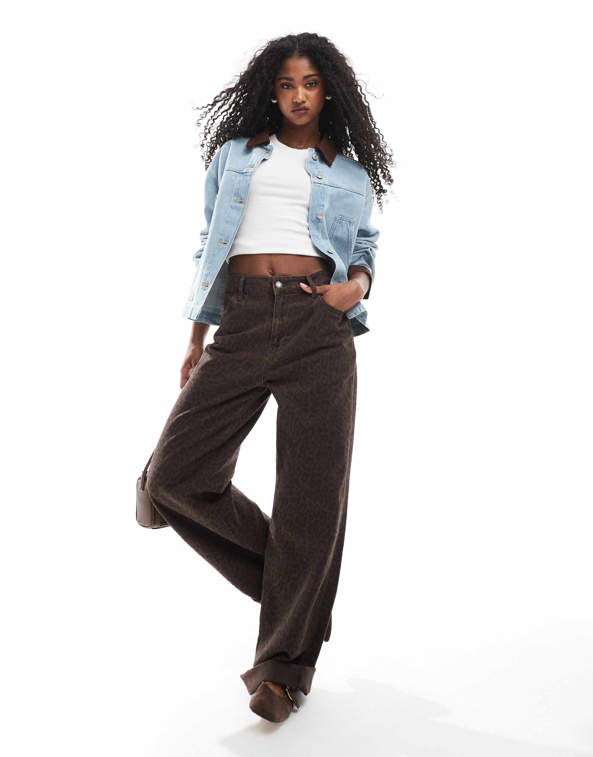 asos design denim barn jacket with contrast details