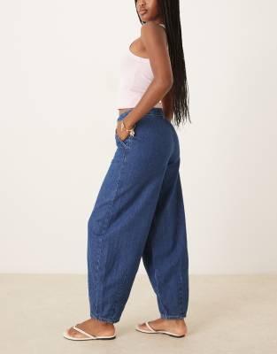 Asos Design Denim Barrel Jeans With Darted Hem