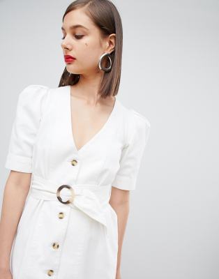 white denim belted dress