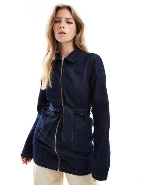 ASOS DESIGN denim belted jacket in indigo - view 1