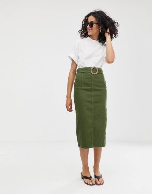 khaki denim skirt