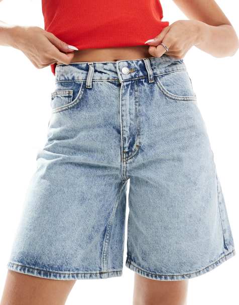 ASOS DESIGN denim bermuda short in bleach