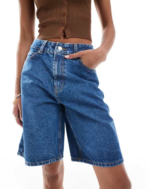ASOS DESIGN denim bermuda shorts in clean blue