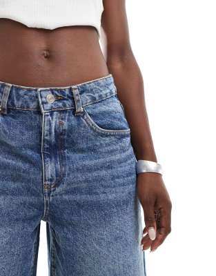 ASOS DESIGN denim bermuda short in dark mid blue 