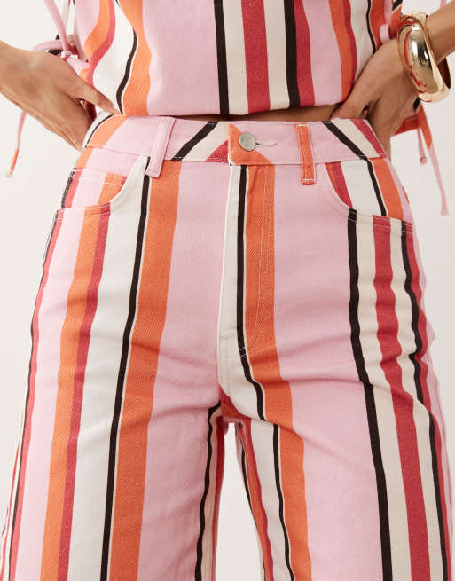 ASOS DESIGN denim bermuda short in multi stripe co-ord, 5 of 5