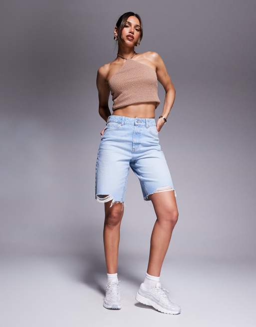 ASOS DESIGN denim bermuda short in pale wash