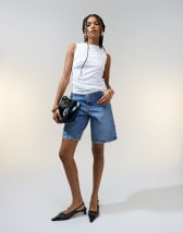 ASOS DESIGN denim 'relaxed' shorts in midwash blue