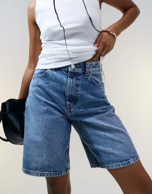 ASOS DESIGN denim bermuda short on midwash blue
