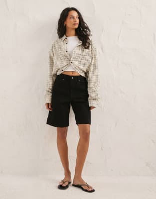 ASOS DESIGN denim bermuda shorts in black