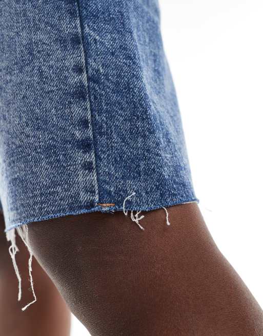 ASOS DESIGN denim bermuda short in dark mid blue 