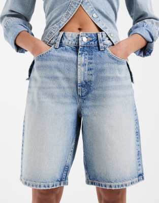 ASOS DESIGN denim bermuda shorts in light vintage