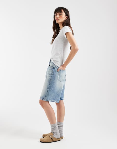 ASOS DESIGN denim bermuda shorts in light vintage - view 1