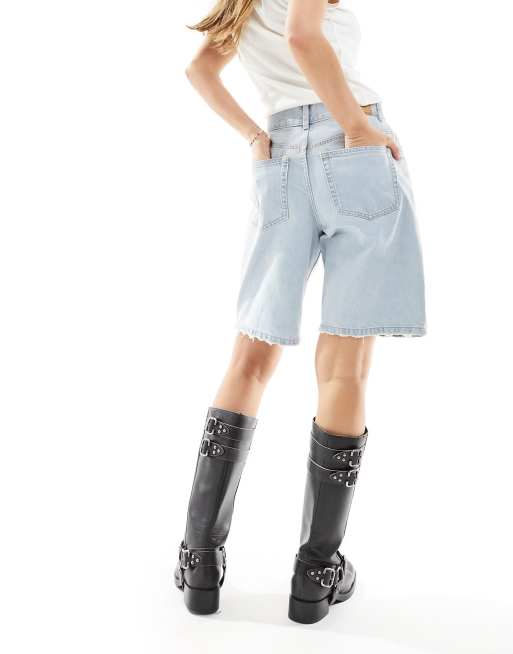 ASOS DESIGN denim bermuda short in lightwash blue