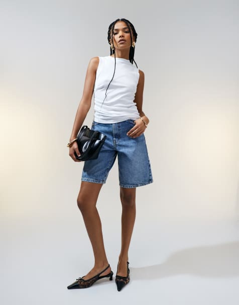 ASOS DESIGN denim bermuda shorts in midwash blue - view 1