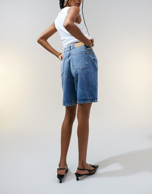 【YOURNUS】Aston Washing Bermuda Denim ASOS DESIGN denim bermuda shorts in midwash blue | ASOS