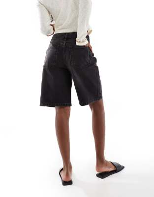 ASOS DESIGN denim bermuda shorts in washed black