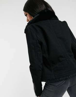 asos denim jacket with fur