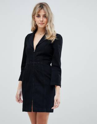 asos black denim dress