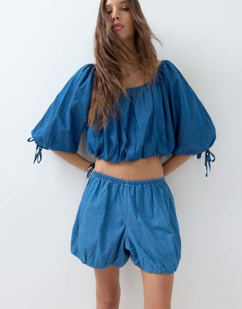 ASOS DESIGN - Denim bloomer-short in middenblauw, deel van co-ord set - view 1