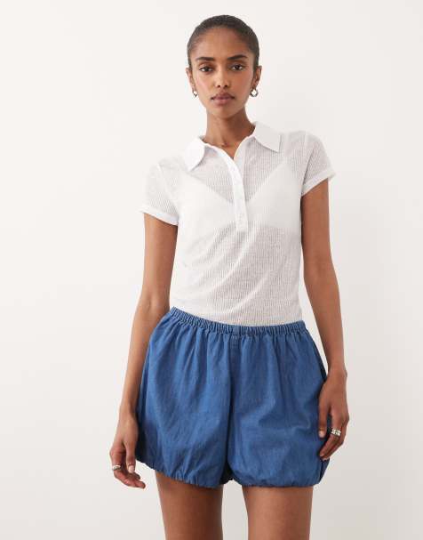 ASOS DESIGN denim bloomer shorts in mid blue - part of a set - view 1