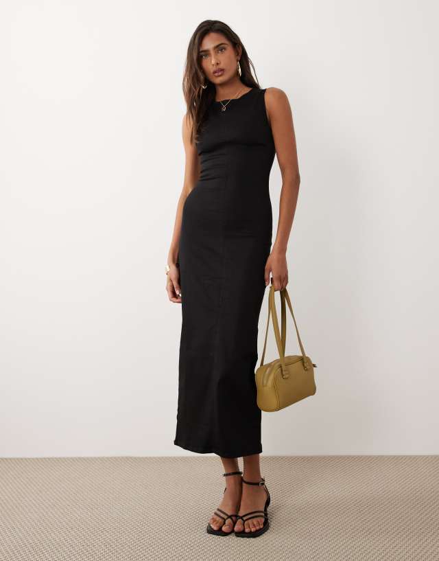 black bodycon denim dress ASOS Design - Midi - Women - Cotton/Polyester/Spandex/Viscose - 12 US Terracotta Bridesmaid Dress Chic vibe:golden-hour The ASOS DESIGN denim Size:plus-size