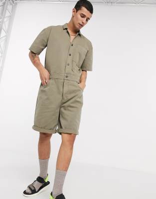 khaki denim boiler suit