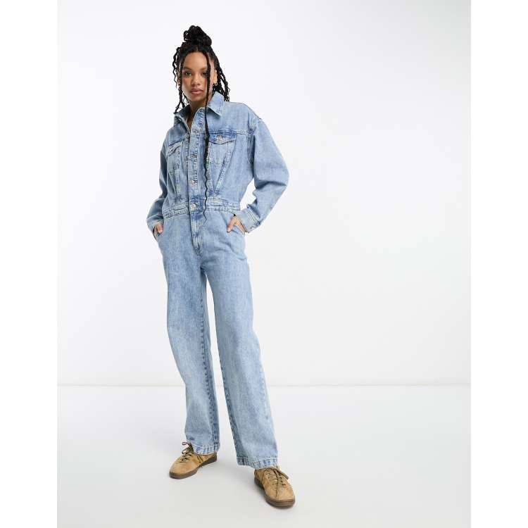 ASOS DESIGN denim boilersuit in light blue ASOS