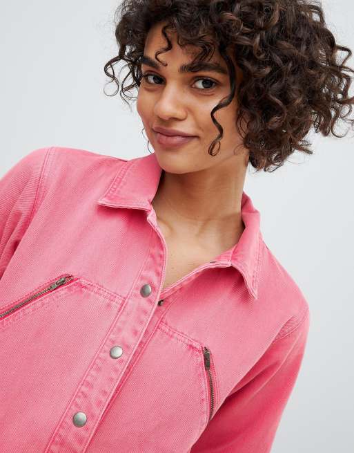 Asos pink best sale denim boiler suit