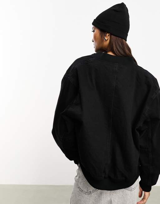 Black bomber jacket with orange cheap lining