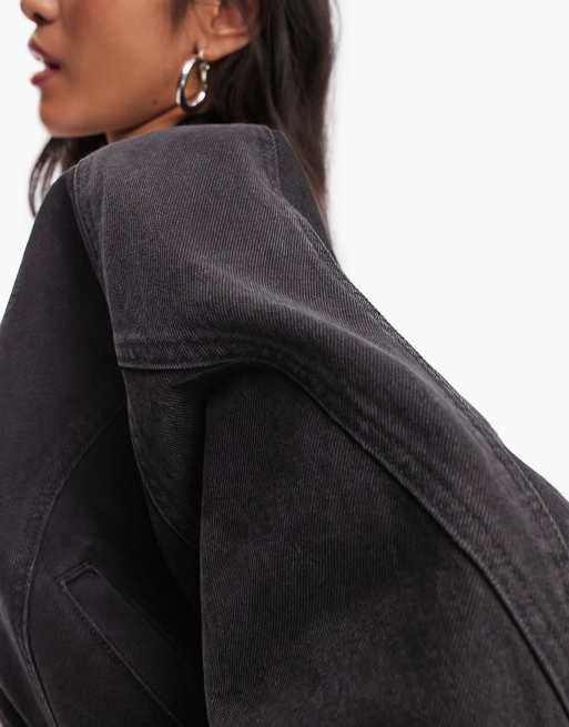 ASOS DESIGN denim bomber jacket in washed black