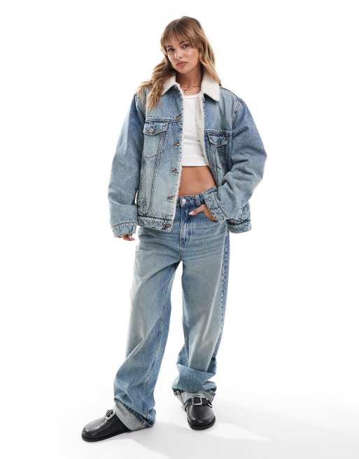 Asos borg denim jacket discount