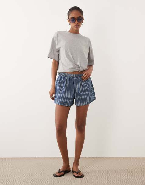 ASOS DESIGN denim boxer short in stripe - view 1