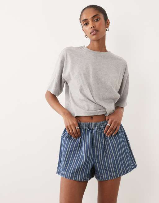 ASOS DESIGN denim boxer short in stripe, 3 of 5