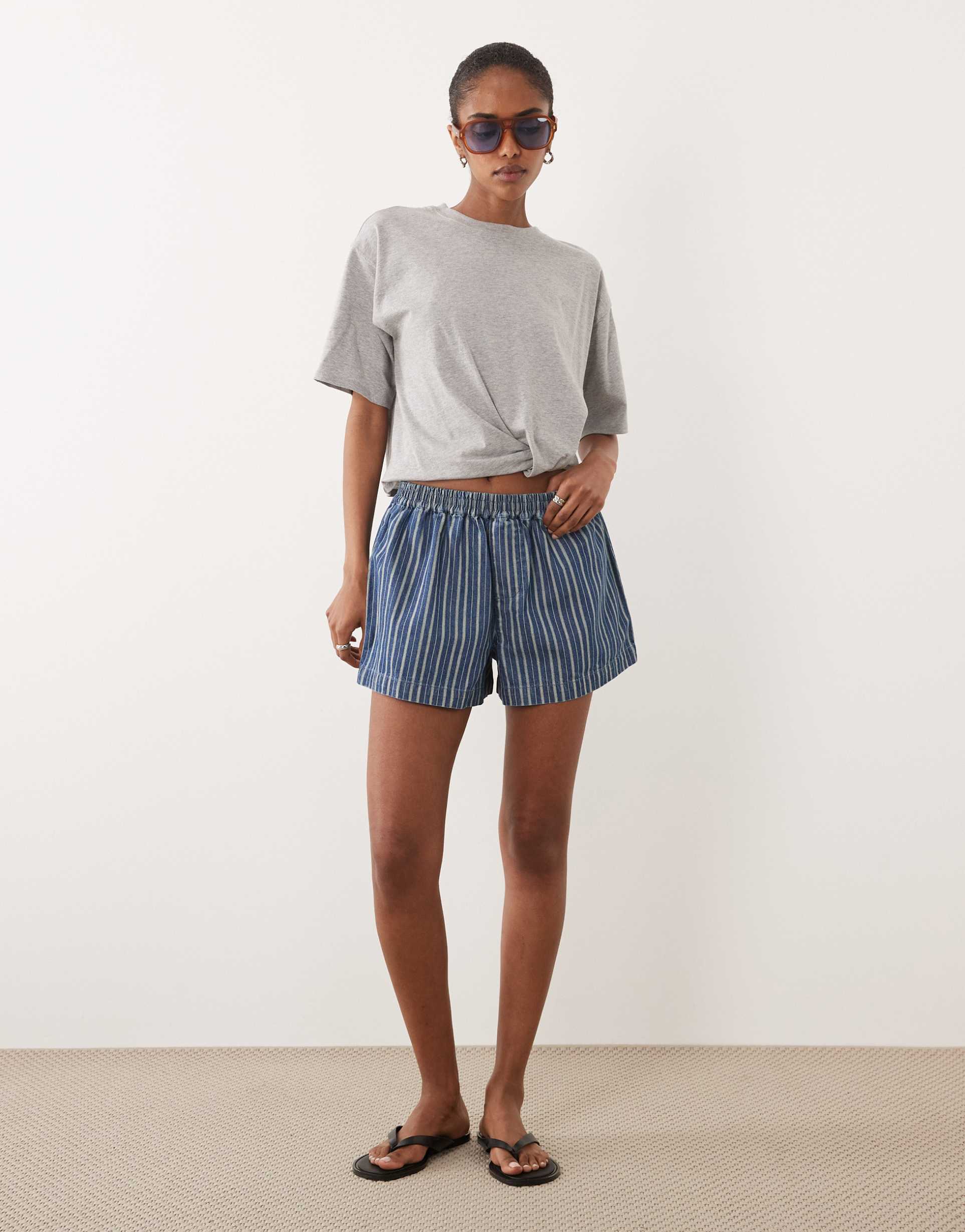 asos design denim boxer shorts in stripe