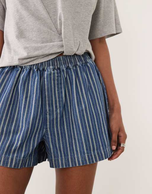 ASOS DESIGN denim boxer shorts in stripe, 4 of 5